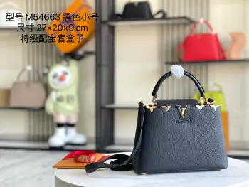 M54663 贝壳花冠黑色金扣手袋  斜挎包 高仿LV女包