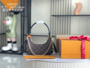 M25223 老花黑皮料肩背包 斜挎包 高仿LV女包