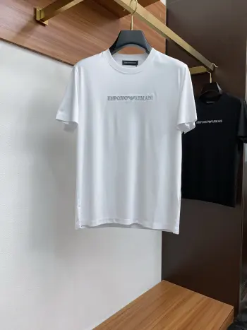 Spring/Summer New Men s 100% Cotton Crew Neck Short Sleeve T-Shirt Replica Armani Tshirts and Polos