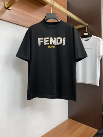 Spring and Summer New Men s Cotton Crew Neck Short Sleeve T-Shirt Replica Fendi Tshirts and Polos