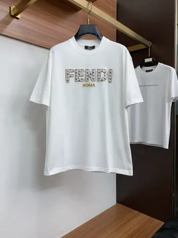 Spring and Summer New Men s Cotton Crew Neck Short Sleeve T-Shirt Replica Fendi Tshirts and Polos