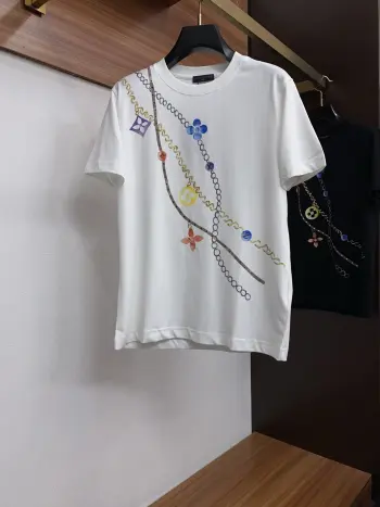 新工艺logo纯棉质微阔版圆领男士短袖T恤 高仿LVT恤/POLO衫