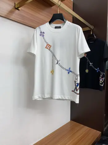 新工艺logo纯棉质微阔版圆领男士短袖T恤 高仿LVT恤/POLO衫