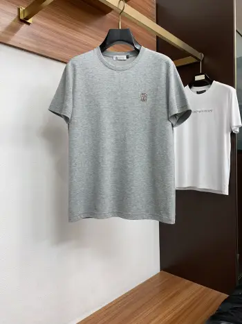 新工艺logo纯棉质立体刺绣圆领男士短袖T恤 高仿布鲁内洛库奇内利T恤/POLO衫