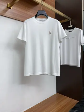 新工艺logo纯棉质立体刺绣圆领男士短袖T恤 高仿布鲁内洛库奇内利T恤/POLO衫