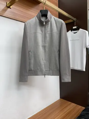  2026新款男士休闲定麻棉针织拼接西立领夹克外套 高仿诺悠翩雅夹克/外套