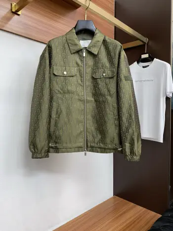  2026新款男士休闲定麻棉针织拼接西立领夹克外套 高仿迪奥夹克/外套