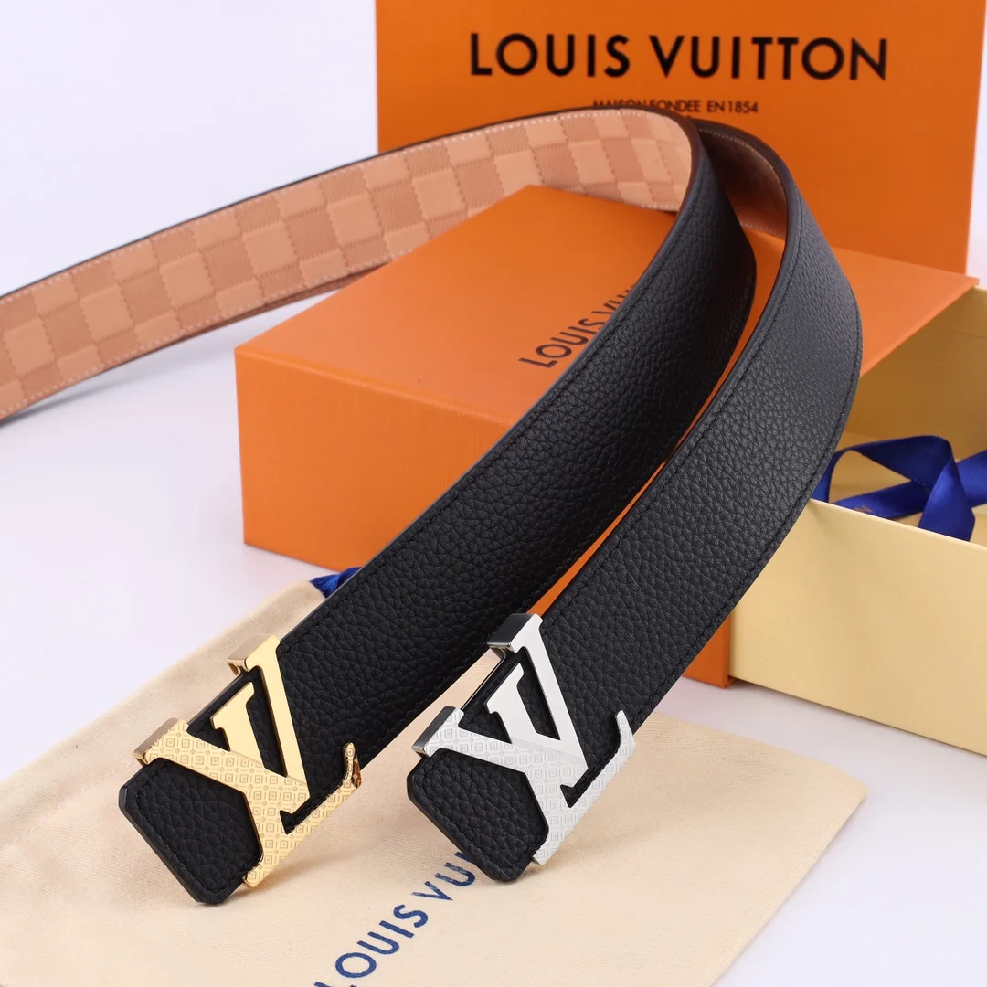 LV 正品一体铸造五金钢扣男士腰带