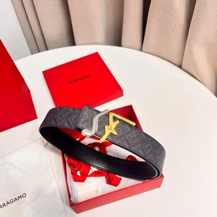 菲拉格慕  双面进口牛皮男士真皮腰带