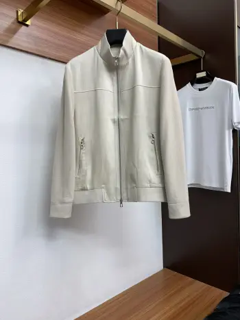  2026新款男士休闲定麻棉针织拼接西立领夹克外套 高仿诺悠翩雅夹克/外套