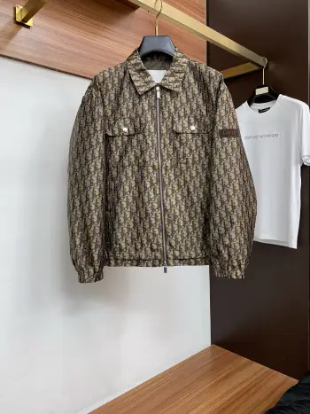  2026新款男士休闲定麻棉针织拼接西立领夹克外套 高仿迪奥夹克/外套