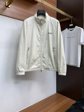  2026新款男士休闲定麻棉针织拼接西立领夹克外套 高仿杰尼亚夹克/外套