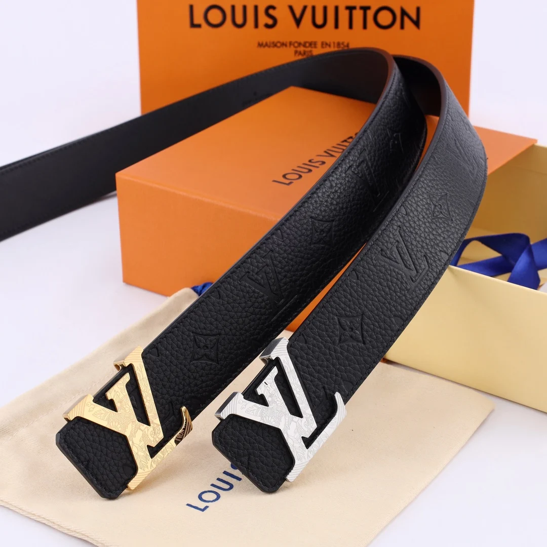 LV 正品一体铸造五金钢扣男士腰带