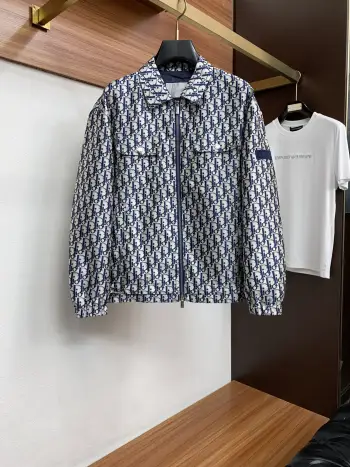  2026新款男士休闲定麻棉针织拼接西立领夹克外套 高仿迪奥夹克/外套