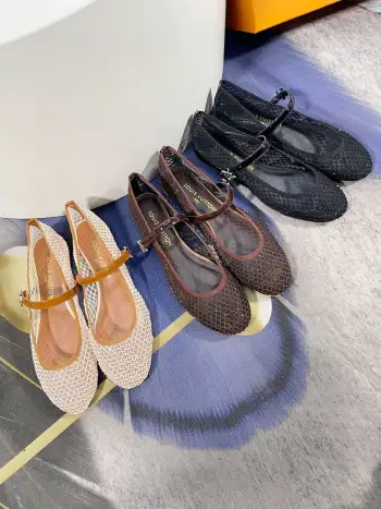 双层加厚透网真丝 芭蕾平底鞋 高仿LV女士高跟鞋/单鞋