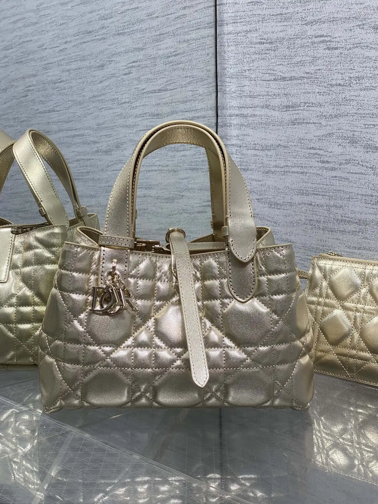 迪奥 最新蝴蝶结藤纹格手拿包 女士斜挎包