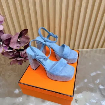 2026 Early Spring New Arrivals Rhinestone Wedge Platform Sandals Replica Hermes Womens Sandals and Slides