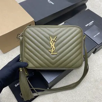 505730 Olive Green Plain/Gold Camera Bag Women s Crossbody Bag Replica SAINT LAURENT womens bags