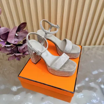 2026 Early Spring New Arrivals Rhinestone Wedge Platform Sandals Replica Hermes Womens Sandals and Slides