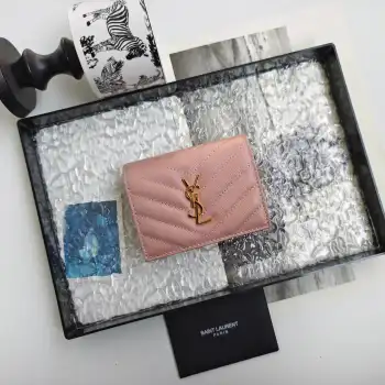 530841 Imported Cowhide Embossed Caviar Card Holder Wallet Replica SAINT LAURENT wallets