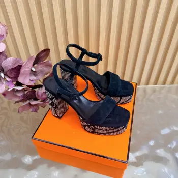 2026 Early Spring New Arrivals Rhinestone Wedge Platform Sandals Replica Hermes Womens Sandals and Slides