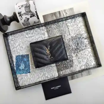 530841 Imported Cowhide Caviar Short Wallet Replica SAINT LAURENT wallets