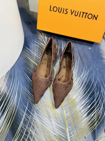 秋冬新款经典双层加厚透网真丝 女士高跟鞋 高仿LV女士高跟鞋/单鞋