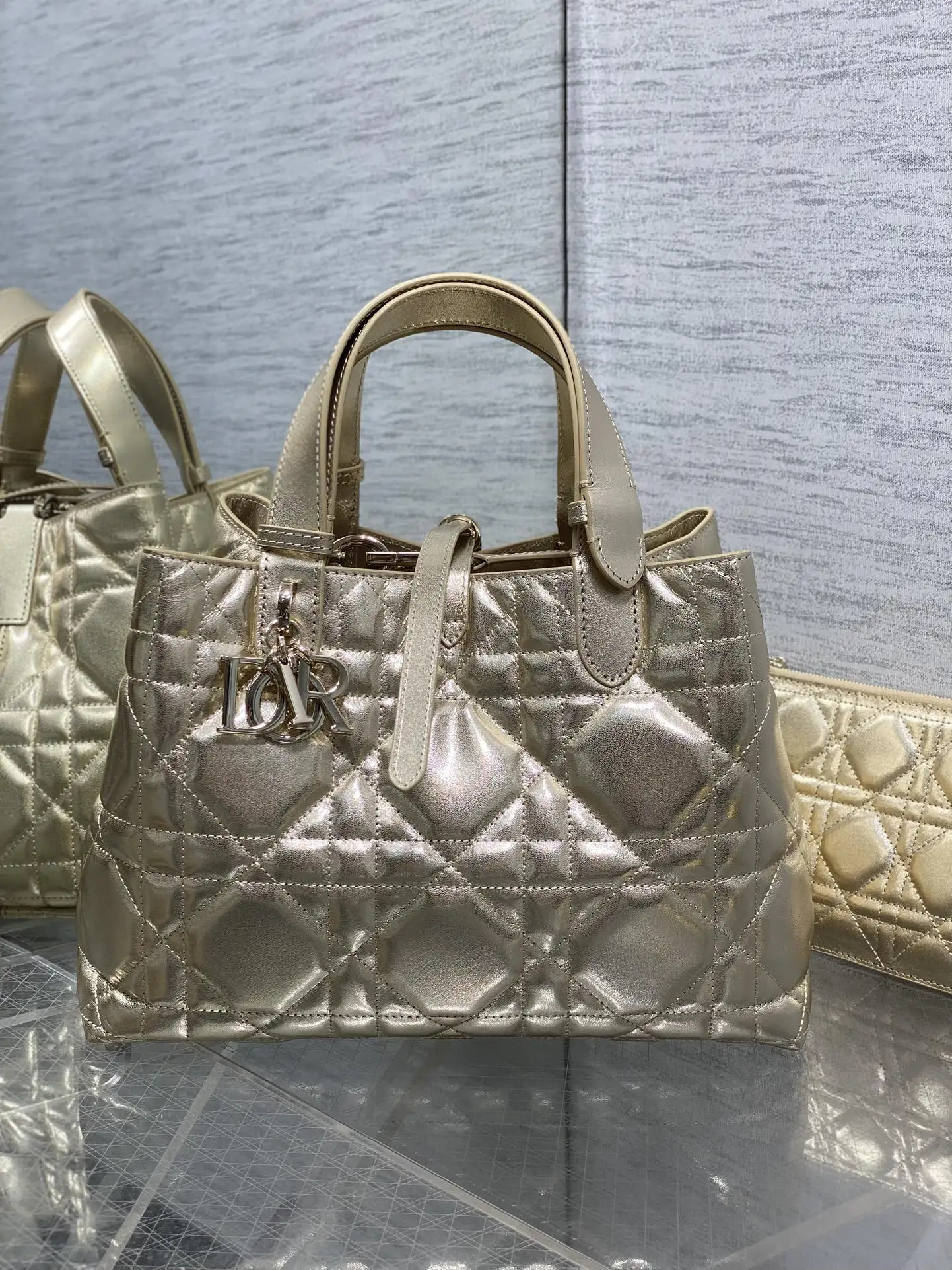 迪奥 最新蝴蝶结藤纹格手拿包 女士斜挎包