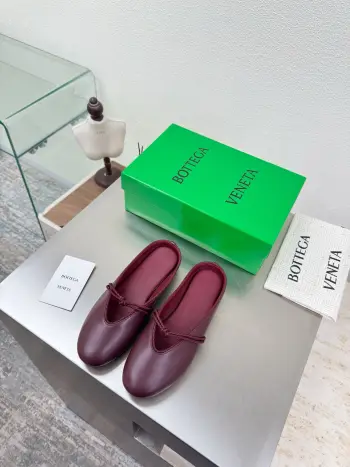 2026ss新款结绳玛丽珍半包拖鞋乐福鞋 高仿BV女士皮鞋/乐福鞋