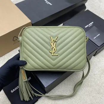 505730 Fruit Green Plain Weave/Gold Camera Bag Women s Crossbody Bag Replica SAINT LAURENT womens bags