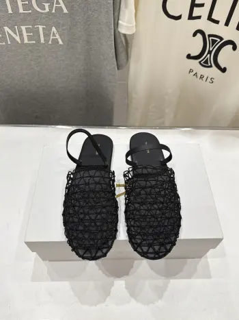 2026 SS Summer New Rope Woven Hollow Flat Sandals Replica THE ROW Womens Sandals and Slides