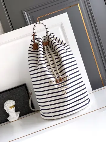 2VY011 Striped Print Drawstring Travel Bag Replica Prada travel bags