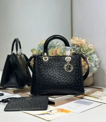 2833 鸵鸟纹牛皮手袋 女士斜挎包 高仿迪奥女包