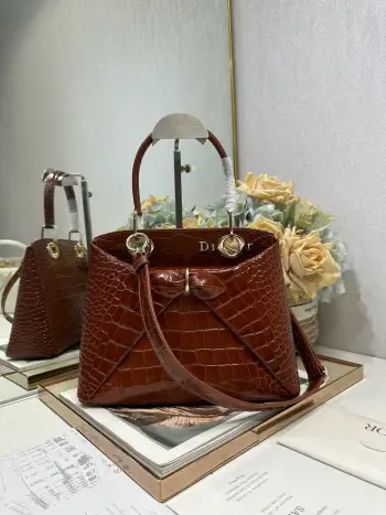 0737 春夏新品鳄鱼纹蝴蝶结手提包 女士斜挎包 高仿迪奥女包