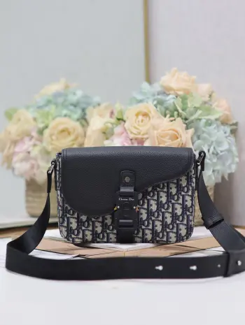 049 Printed Cowhide Saddle Flap Messenger Bag Men s Crossbody Bag Replica Dior mens bags