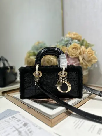 0540 黑色绒面手袋 女士斜挎包 高仿迪奥女包