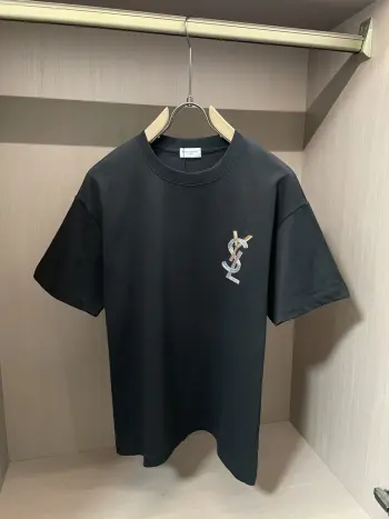 Spring and Summer Pure Combed Cotton Men s Short Sleeve Replica SAINT LAURENT Tshirts and Polos