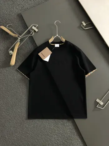 2026春夏格纹拼接编织绣短袖 高仿巴宝莉T恤/POLO衫