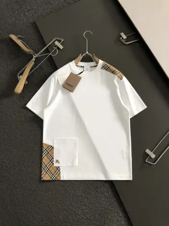 2026春夏格纹拼接短袖 高仿巴宝莉T恤/POLO衫