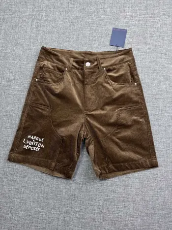 洗水灯芯绒贴布平腰休闲短裤 高仿LV短裤/沙滩裤