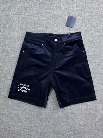 洗水灯芯绒贴布平腰休闲短裤 高仿LV短裤/沙滩裤