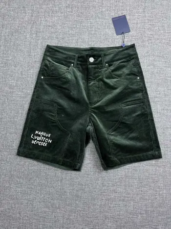 洗水灯芯绒贴布平腰休闲短裤 高仿LV短裤/沙滩裤