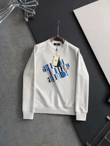 Garment-washed terry loop crewneck sweatshirt Replica Fendi Hoodies and Sweatshirts