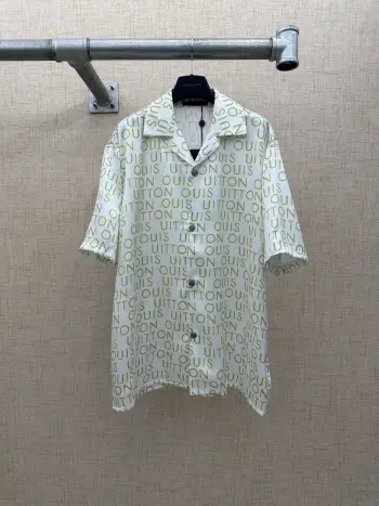 印花桑蚕丝短袖衬衫 高仿LV衬衫