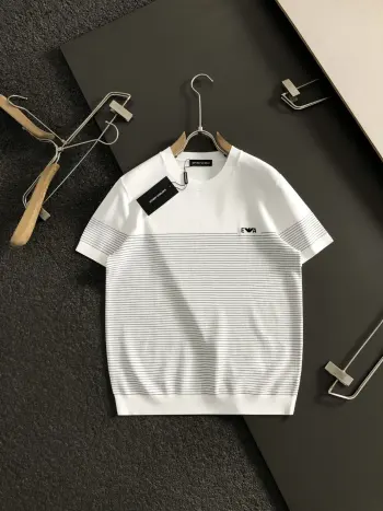 2026 Spring/Summer Multicolor Striped Short Sleeve Replica Armani Tshirts and Polos