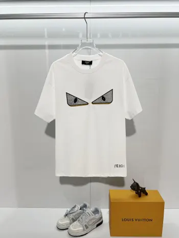 2026 New Embroidered Short-Sleeve T-Shirt Replica Fendi Tshirts and Polos