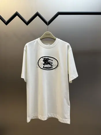Cotton Round Neck Short Sleeve T-shirt Replica Burberry Tshirts and Polos