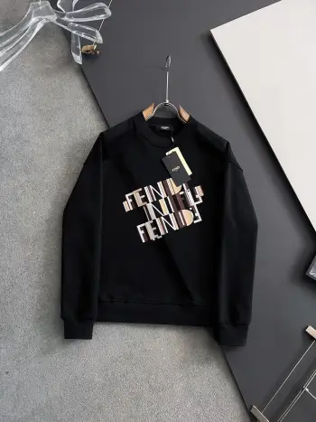 Garment-washed terry loop crewneck sweatshirt Replica Fendi Hoodies and Sweatshirts