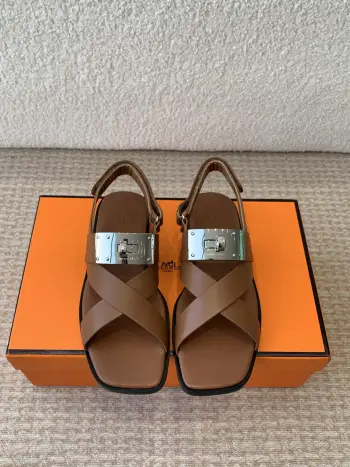 25ss Kelly Buckle Cross Sandals Replica Hermes Womens Sandals and Slides