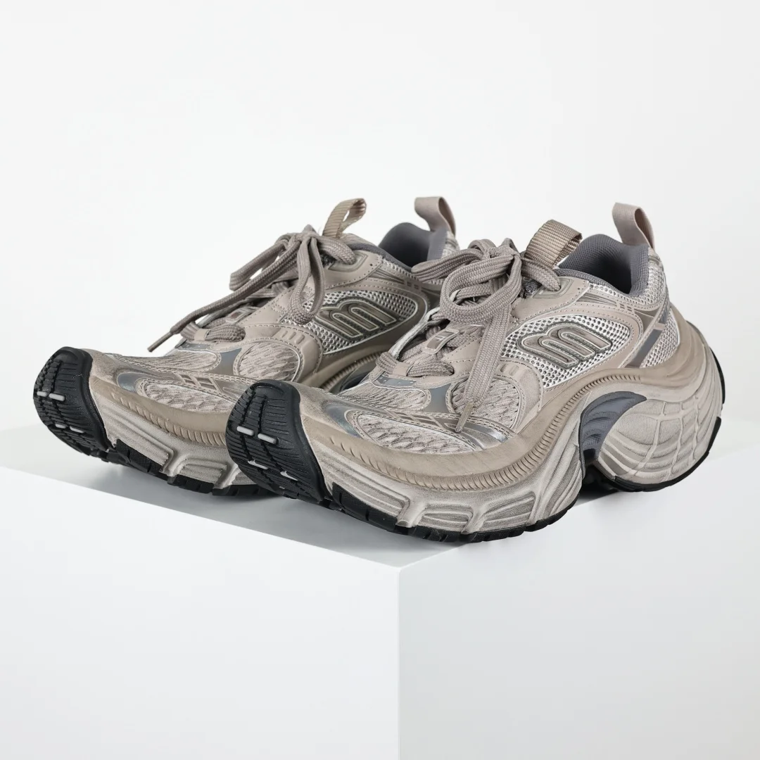 巴黎世家 情侣款圆头系带老爹鞋